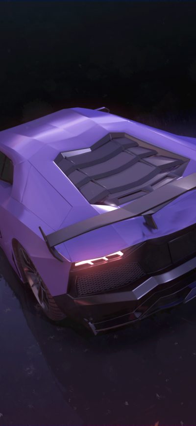 Fond d'écran Purple Lamborghini Aventador Rear sur iPhone