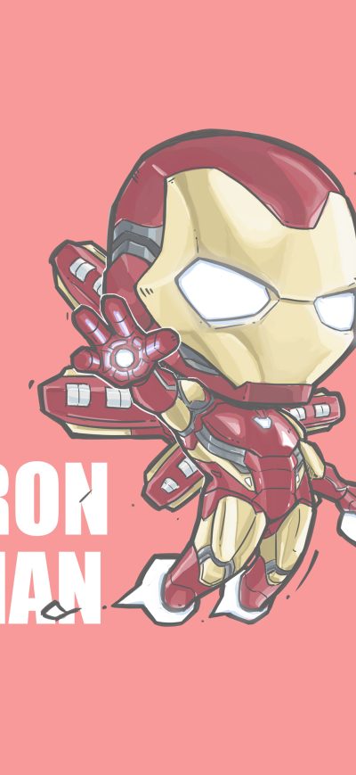 Fond d'écran iPhone Iron Man Minimal Chibbi 4k