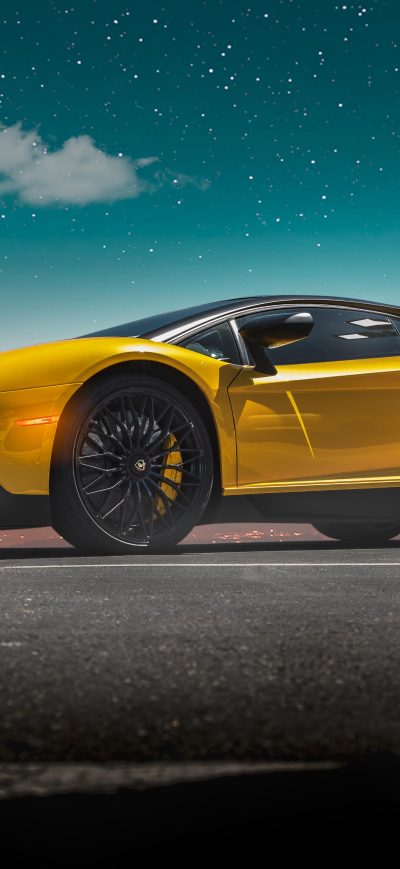 Fond d'écran iPhone Yellow Lamborghini Aventador Sv 2020 5k