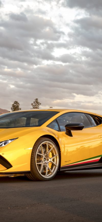 Fond d'écran iPhone Lamborghini Peformante Huracan Yellow 5k