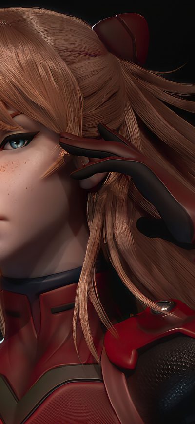 Fond d'écran iPhone Evangelion Asuka Langley Cgi Art 4k