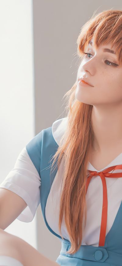 Fond d'écran iPhone Asuka Evangelion Cosplay 4k