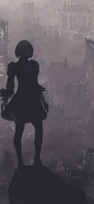 Fond d'écran iPhone Nier Automata World Collapsing 4k