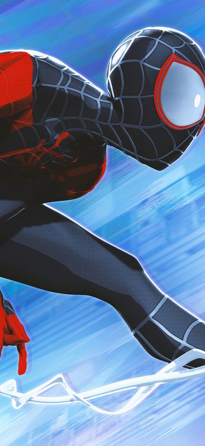 Fond d'écran iPhone Miles Morales Jumping 4k Artwork