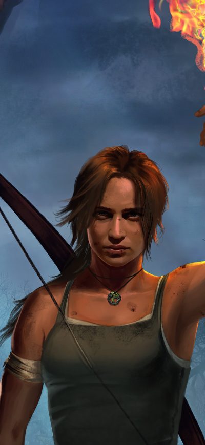 Fond d'écran iPhone Lara Croft With Flame In Hand