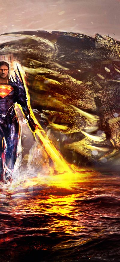 Fond d'écran iPhone Superman Man Of Steel With Dragon Artwork 5k