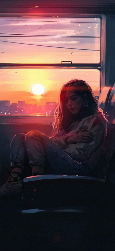 Fond d'écran iPhone Alone In Train 4k