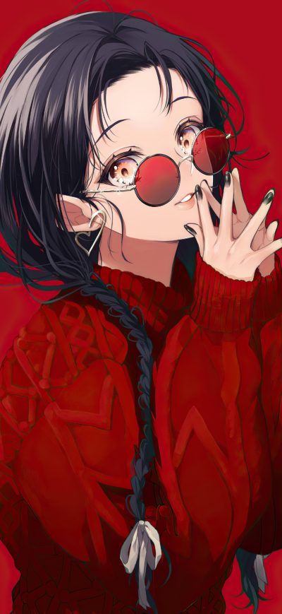 Fond d'écran iPhone Anime Girl Red Glasses 4k