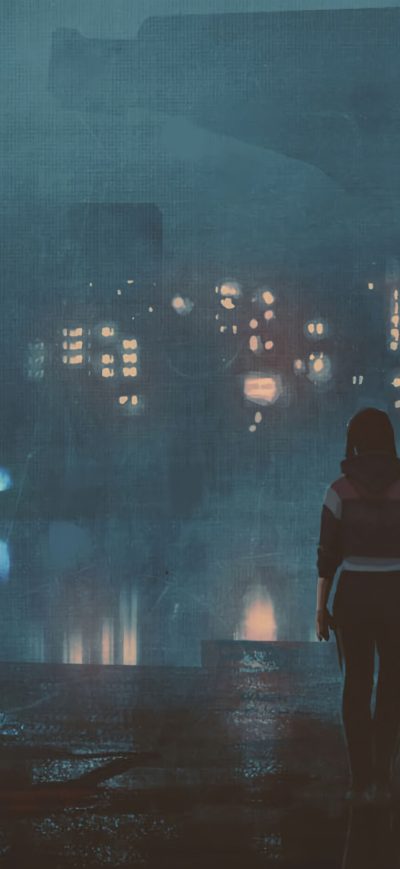 Fond d'écran iPhone Girl With Bicycle On Roof Top 4k