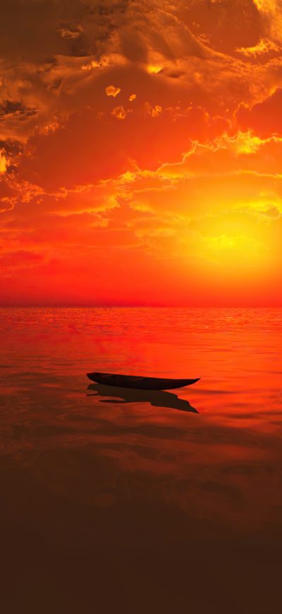 Fond d'écran iPhone Lone Boat Sunset 4k