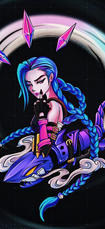 Fond d'écran iPhone Jinx League Of Legends Dark Minimal 5k