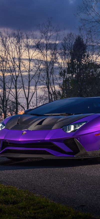Fond d'écran iPhone Purple Lamborghini Aventador 5k