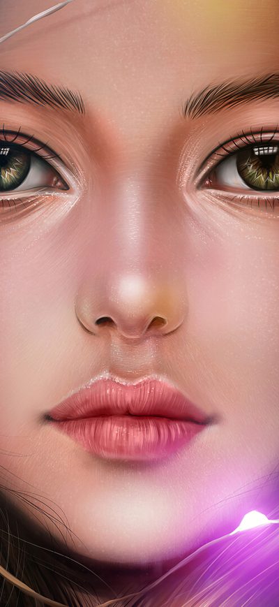 Fond d'écran iPhone Girl Portrait Lights Hanging Around Head 4k