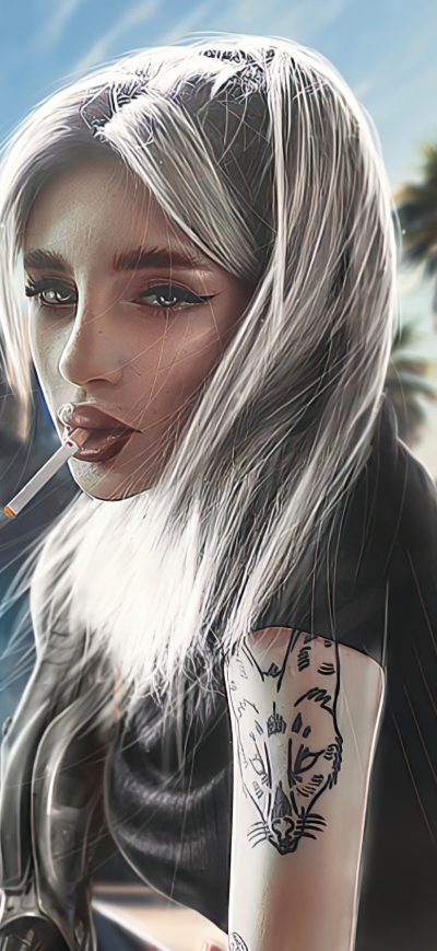 Fond d'écran iPhone Smoking Girl 4k