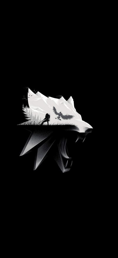 Fond d'écran The Witcher Minimal Art 4k sur iPhone