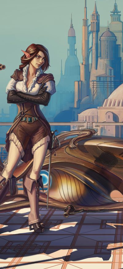 Fond d'écran iPhone Scifi Girl Cyberpunk Conceptual Bike Artwork