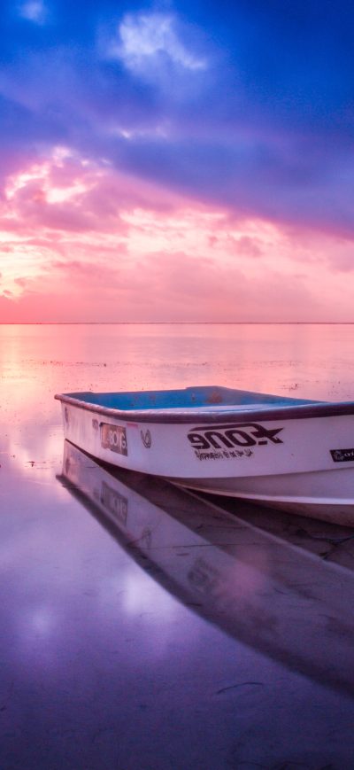Fond d'écran iPhone Boat Beach Seashore Reflection Sunset