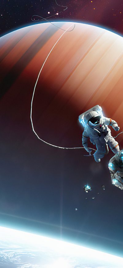 Fond d'écran iPhone Astronaut Left Station 5k