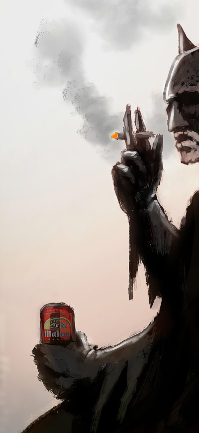 Fond d'écran iPhone Batman Smoking And Drinking Beer Art