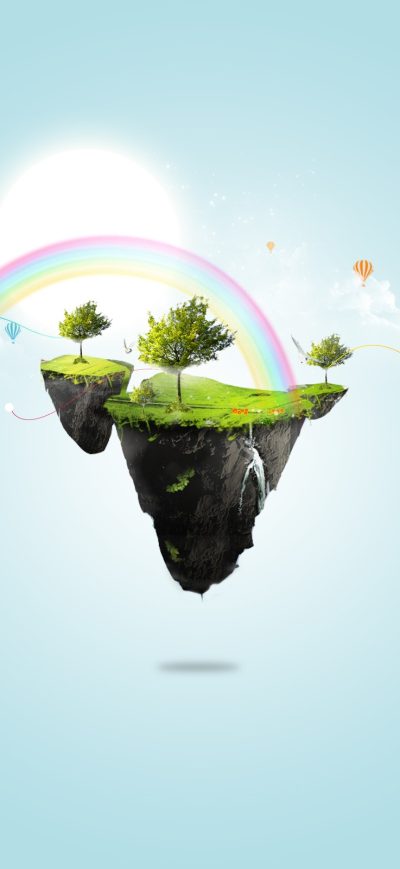 Fond d'écran iPhone Floating Rainbow Island