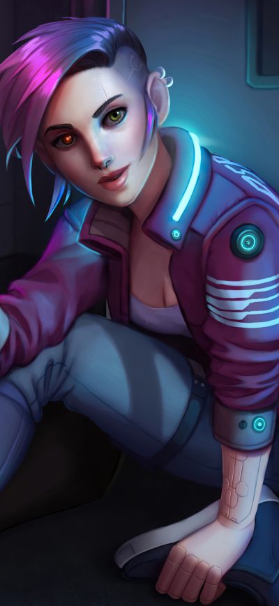 Fond d'écran iPhone Trinquette Cyberpunk Girl 5k