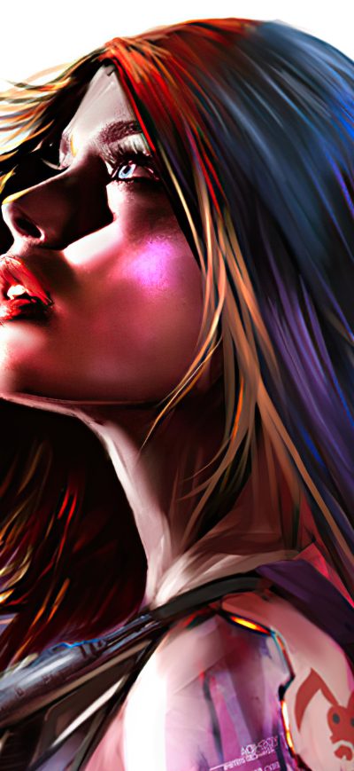 Fond d'écran iPhone Red Rabbit Cyberpunk Girl 4k