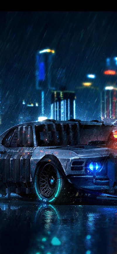 Fond d'écran iPhone Ford Mustang Cyberpunk