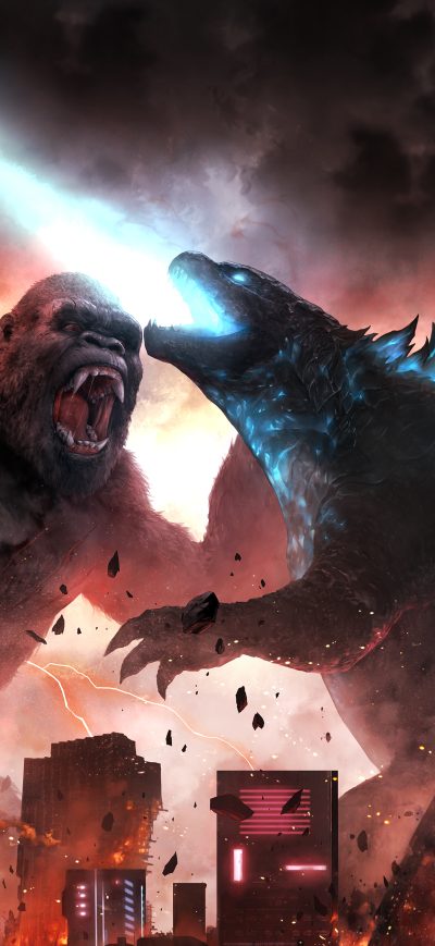 Fond d'écran iPhone Godzilla Vs Kong Fight Scene 5k