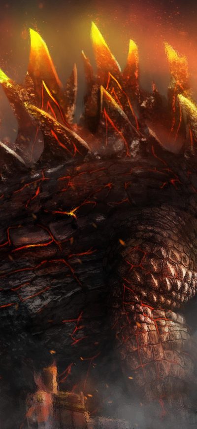 Fond d'écran iPhone Fire Godzilla 4k