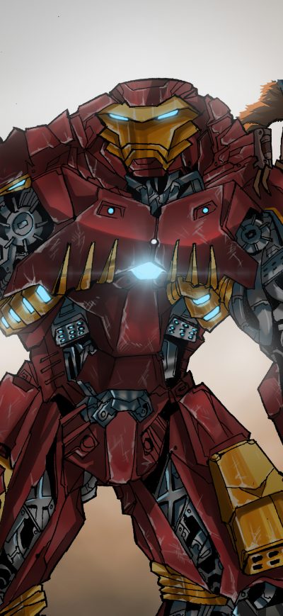 Fond d'écran iPhone Iron Man In Hulkbuster Armor And Rocket Artwork