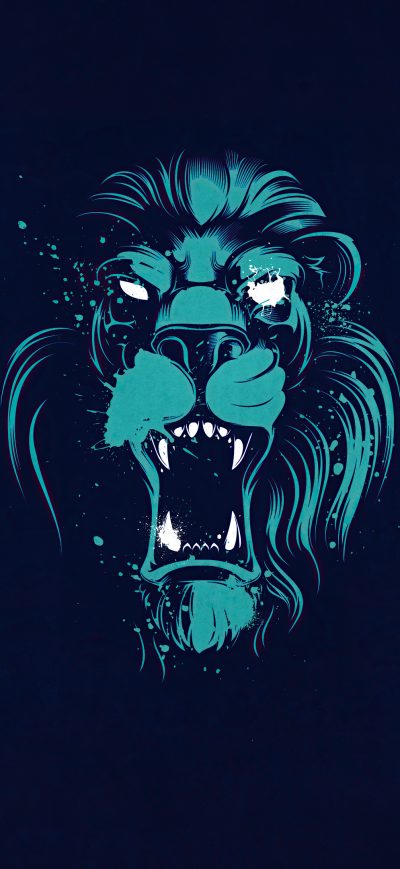 Fond d'écran iPhone Lion Opening Mouth Illustration 4k