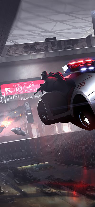 Fond d'écran iPhone Scifi Police Floating Cars 4k