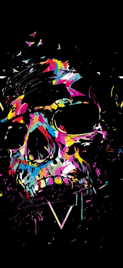 Fond d'écran iPhone Skull Color Sketch Art 4k