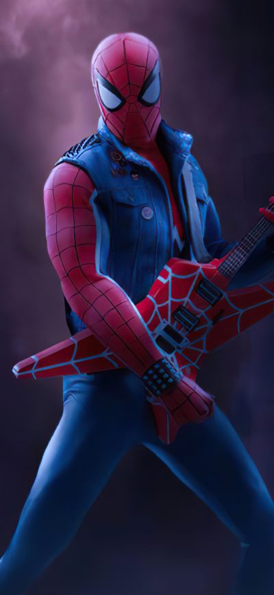Fond d'écran iPhone Spider Man Playing Guitar 4k