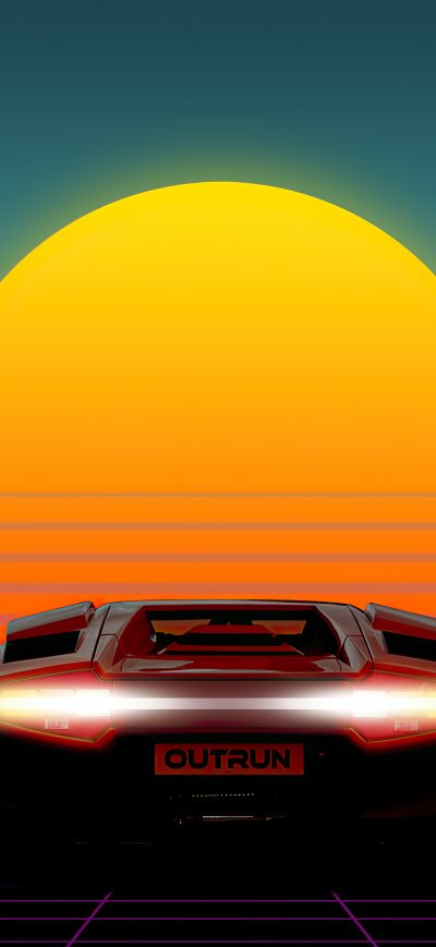 Fond d'écran iPhone 1980s Sunset Outrun 4k