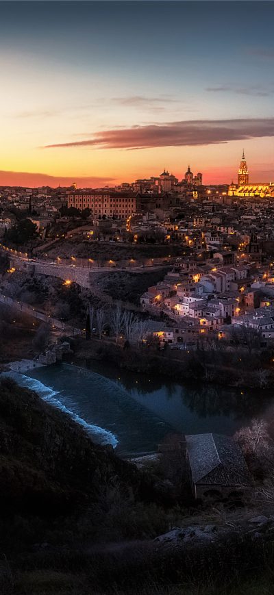 Fond d'écran Houses Rivers Night 4k sur iPhone
