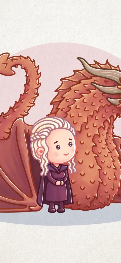 Fond d'écran iPhone Dragon Queen Khaleesi Cartoon Artwork