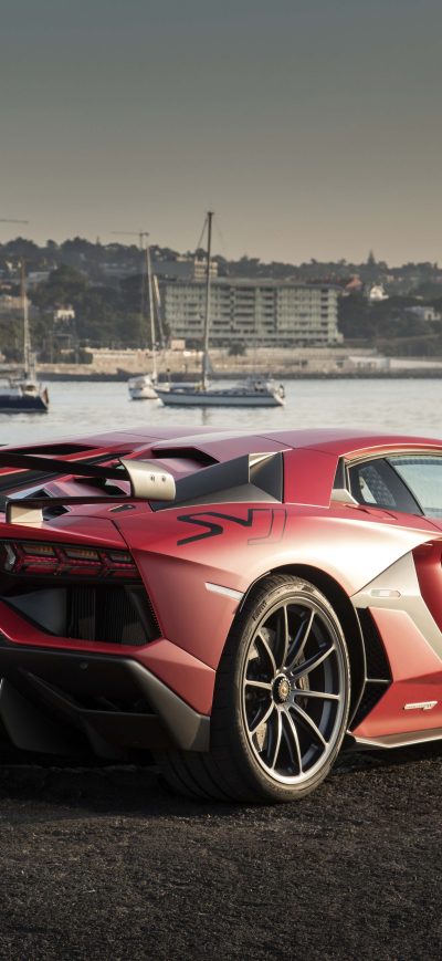 Fond d'écran iPhone Lamborghini Aventardor SVJ Rear