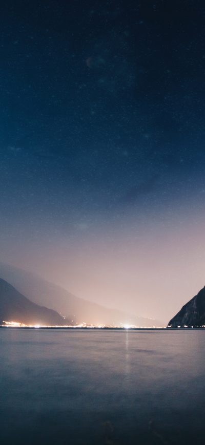 Fond d'écran iPhone Mountains Night Sea 4k 5k