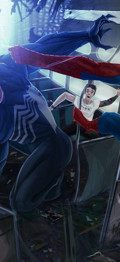Fond d'écran iPhone Spiderman And Venom Fighting