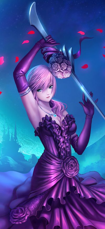 Fond d'écran iPhone Petals Warrior Anime Quarter Moon