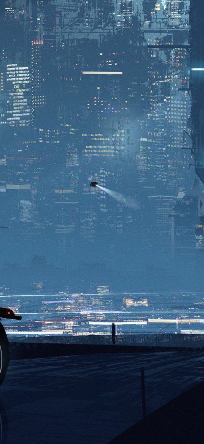 Fond d'écran iPhone Cyberpunk City Anime Girl 5k