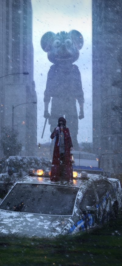 Fond d'écran iPhone Apocalypse City Girl Monster 4k