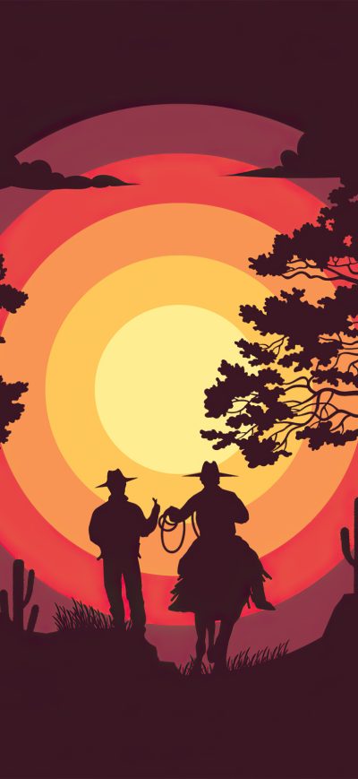 Fond d'écran iPhone Cow Boys Rider Minimalism