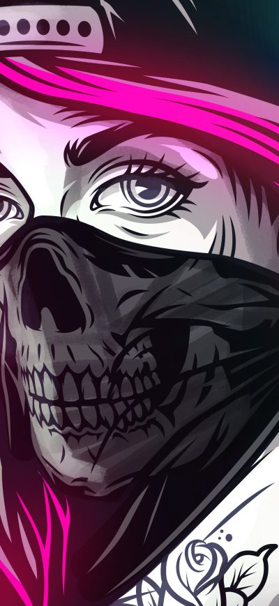 Fond d'écran iPhone Guns And Cash Girl With Mask Artistic Art