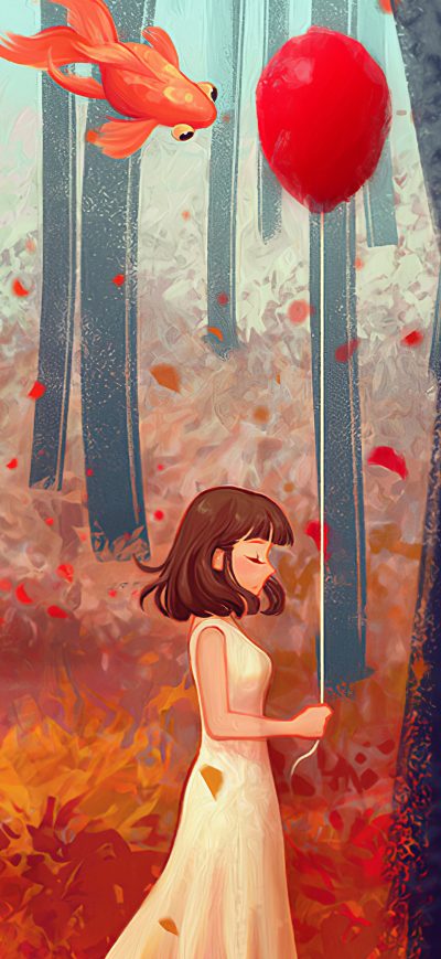 Fond d'écran iPhone Autumn Dream Girl 4k