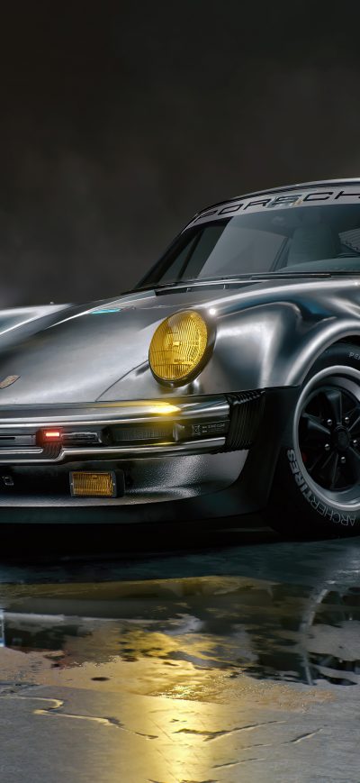Fond d'écran iPhone Cyberpunk 2077 Johnny Silverhands Porsche 911