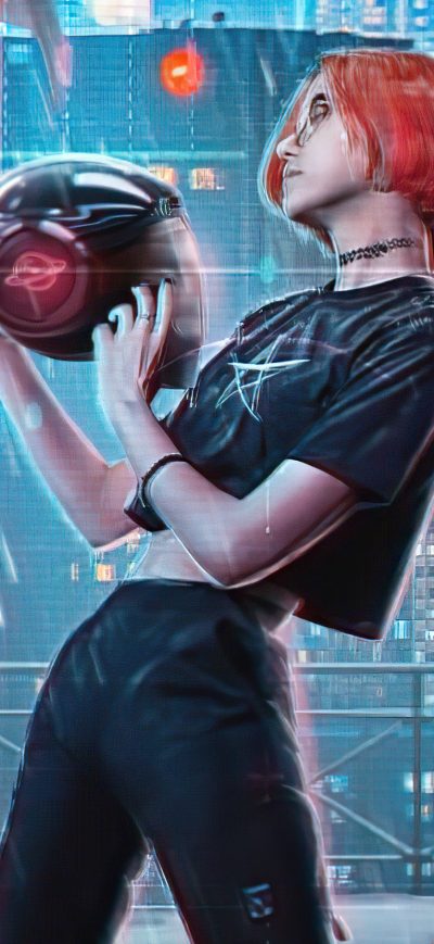 Fond d'écran iPhone Cyber Helmet Girl 4k