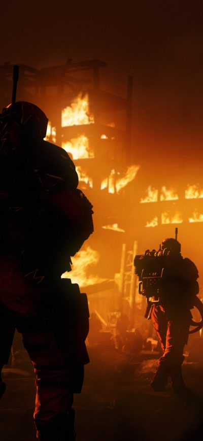 Fond d'écran iPhone Warriros In Metal Jackets War Night Fire