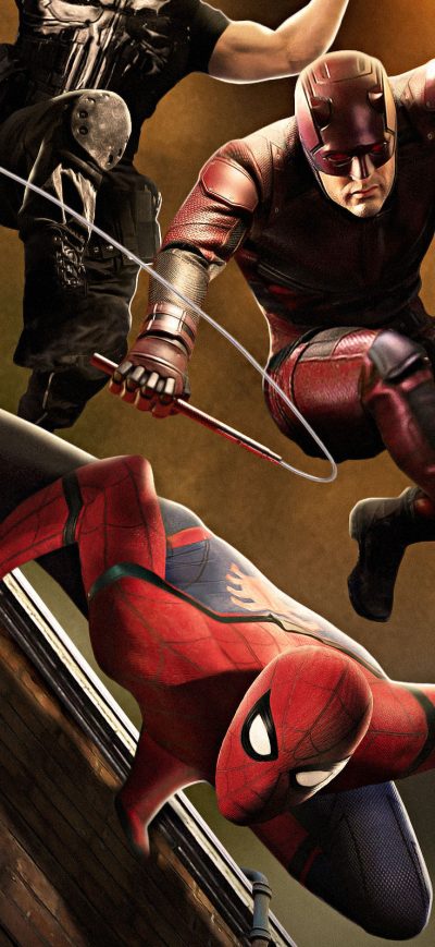 Fond d'écran iPhone Spiderman Daredevil Punisher Fan Art